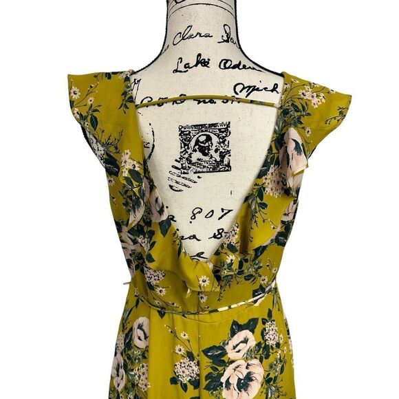 June & Hudson  Yellow Floral Midi Ruffle Wrap Summer Dress, Medium - Picture 6 of 12